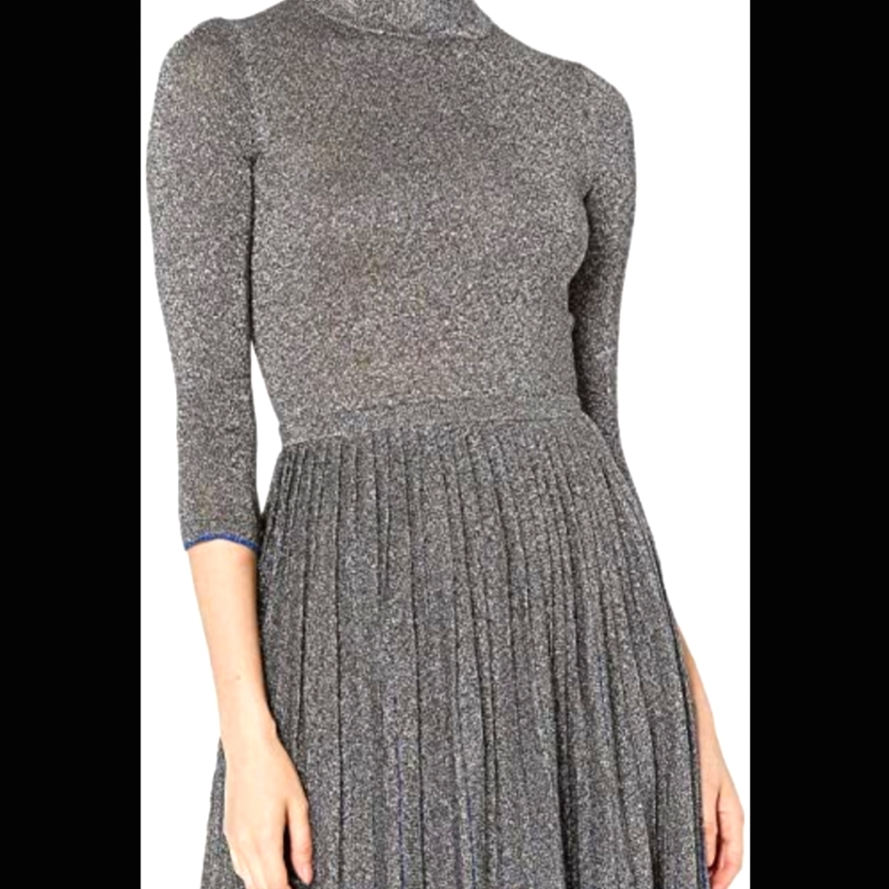 Ted Baker midi dress in gray and blue